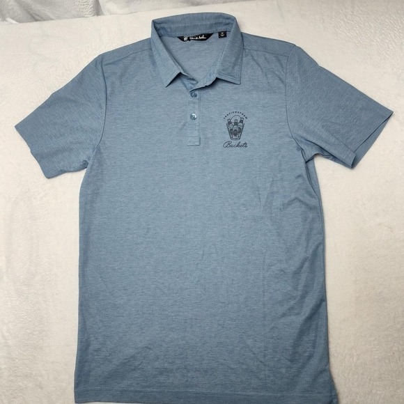 Travis Mathew Polo Shirt Mens Medium Blue Beer Buckets Golf Play Maker 1MV374 - Picture 2 of 13
